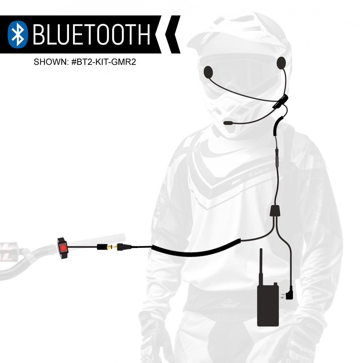 BT2 Moto Kit for in-helmet music streaming, phone and connectivity to two-way radio for long range communications