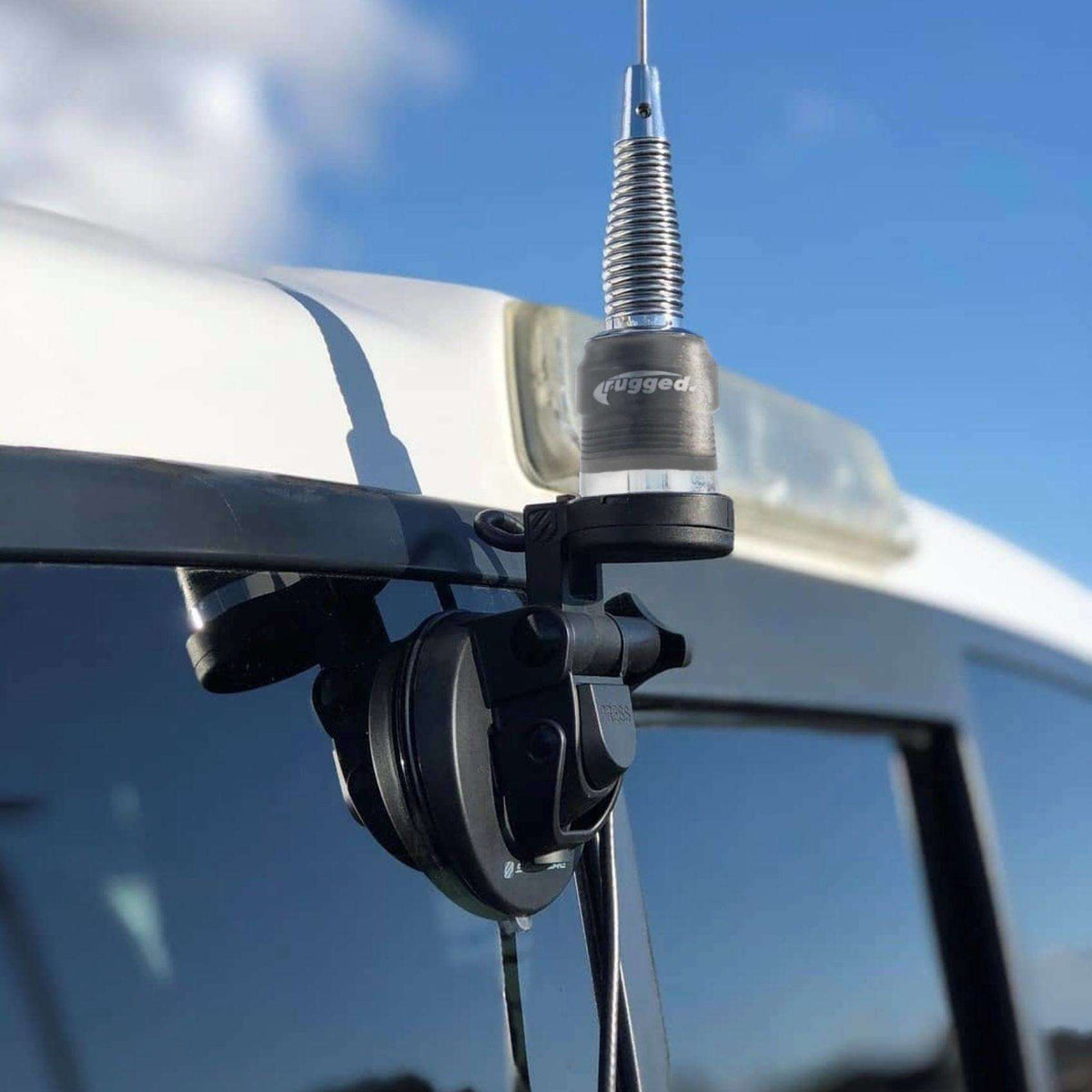 Rugged Radios Suction Cup Mobile Radio Antenna Mount Installed