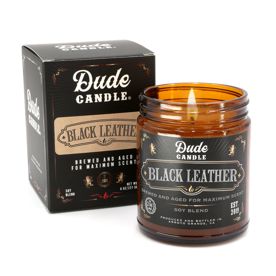 Dude Candle - Black Leather Scented Candle