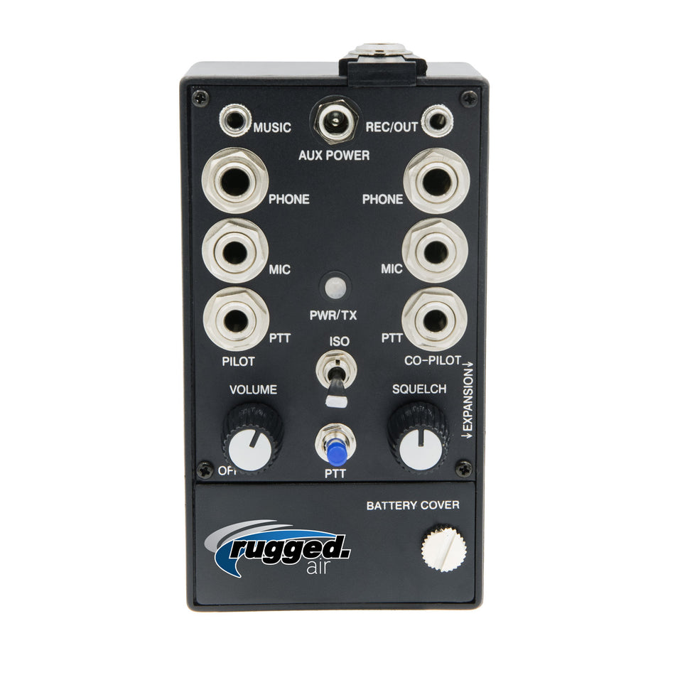 Rugged Air RRP2EX Intercomunicador piloto de aviación general ampliable de 2 plazas