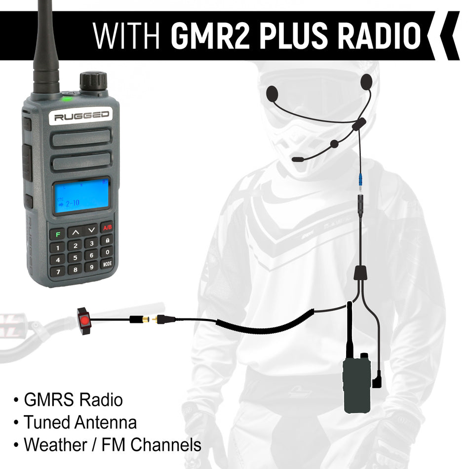 Super Sport Motorcycle Communication Kit with GMR2-PLUS Handheld Radio - CLEARANCE