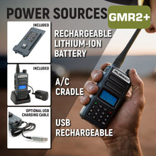 Load image into Gallery viewer, ADVENTURE PACK - 2 PACK - GMR2 GMRS and FRS Two Way Handheld Radios with XL Batteries and Hand Mics - Grey