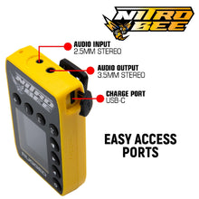 Load image into Gallery viewer, Nitro Bee Xtreme UHF Race Receiver with audio input and output jacks and USB-C charge port