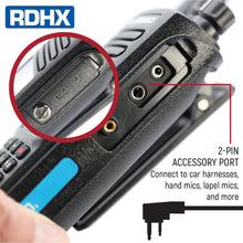 Load image into Gallery viewer, RDHX 2-pin accessory port to connect hand mics, lapel mics, headsets, car harnesses, intercoms, and more