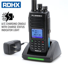 Load image into Gallery viewer, RDHX waterproof handheld radio with AC charging cradle features LED charge status indicator light